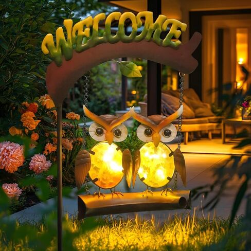 HONGLAND Outdoor Garden Solar Lights,Frog Swing Garden Decor,Frog Decorative Stake with Welcome Sign for Landscape Patio Yard (48 inch) in Kuwait