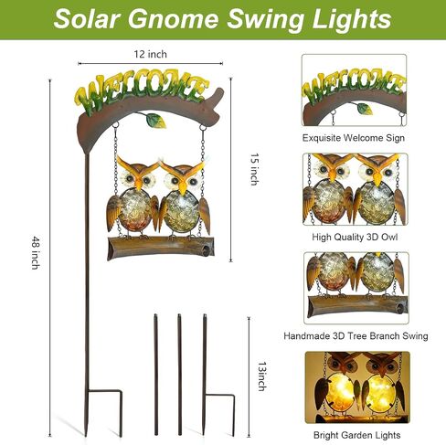 HONGLAND Outdoor Garden Solar Lights,Frog Swing Garden Decor,Frog Decorative Stake with Welcome Sign for Landscape Patio Yard (48 inch) in Kuwait