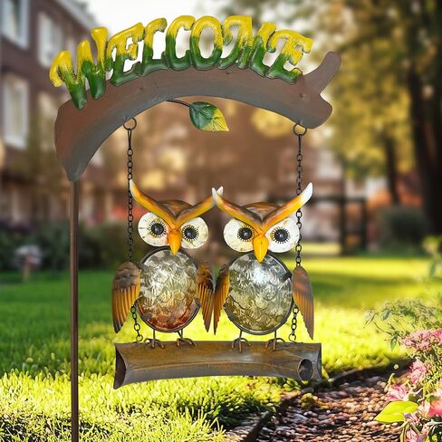 HONGLAND Outdoor Garden Solar Lights,Frog Swing Garden Decor,Frog Decorative Stake with Welcome Sign for Landscape Patio Yard (48 inch) in Kuwait