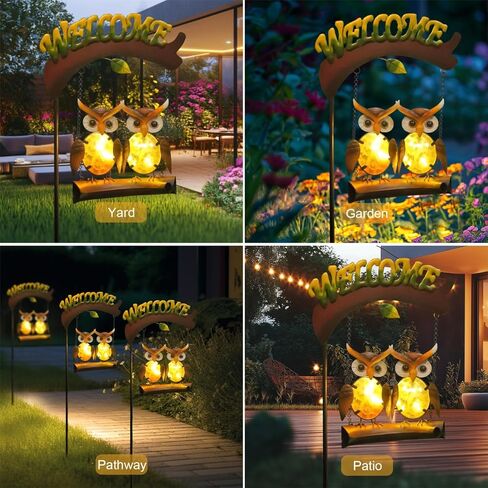 HONGLAND Outdoor Garden Solar Lights,Frog Swing Garden Decor,Frog Decorative Stake with Welcome Sign for Landscape Patio Yard (48 inch) in Kuwait