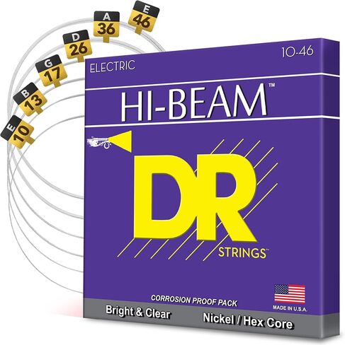 DR Strings Electric Guitar Strings, Hi-Beam, Hex Core 10-46 in Saudi Arabia