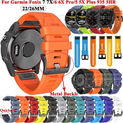 أشرطة بديلة من السيليكون للساعة الذكية لـ Garmin Fenix ​​7 7X 6 6X Pro 5X 5Plus 3HR 935 سوار معصم 22 26 مم سوار سريع (اللون: أرجواني، الحجم: 26 مم Fenix ​​7X) in Saudi Arabia
