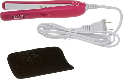 Hot Beauty Professional Ceramic Mini Flat Iron 1/2" Anti-Frizz Extreme Smooth (Violet) Travel Pouch Included in Saudi Arabia