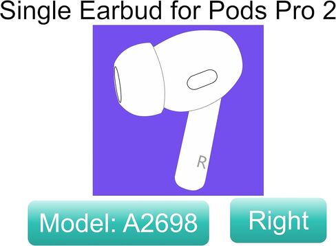 Meenova قطعة بديلة لسماعات الأذن اليمنى الفردية لـ Pods Pro (الجيل الثاني)، Legit A2698، A2699، جانب واحد للأذن اليمنى فقط، OEM A2931، A2700، متوافق مع وسائد الأذن الأصلية Air Pros 2، مستعملة Pod 2 in Kuwait