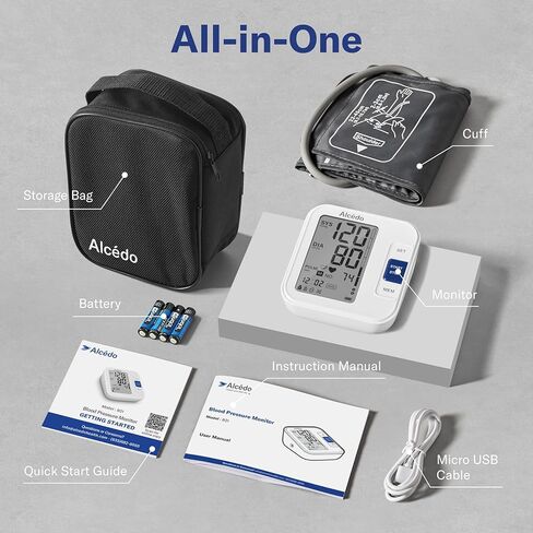 Alcedo Blood Pressure Monitor for Home Use, Automatic Digital BP Machine with Large Cuff for Upper Arm, Large Backlit Screen, Talking Function, 2x120 Reading Memory in Saudi Arabia