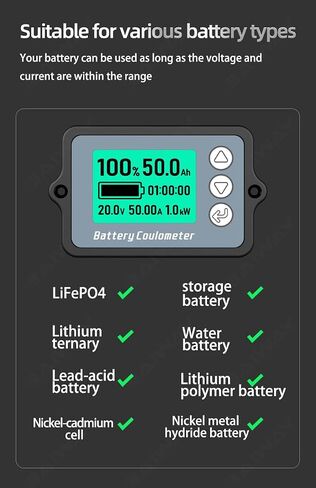 شاشة LCD لبطارية السيارة 8-120 فولت - النطاق الحالي 50 أمبير/100 أمبير/350 أمبير، عرض اختبار مؤشر سعة الجهد لبطاريات الرصاص الحمضية والليثيوم (350 أمبير) in Saudi Arabia
