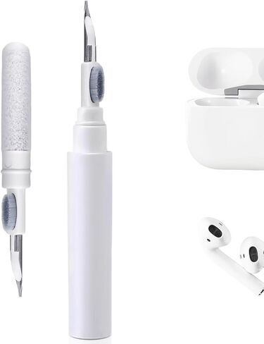 قلم تنظيف سماعات الأذن، منظف متعدد الوظائف لأجهزة AirPods، سماعات الرأس اللاسلكية وسماعات الأذن، قلم تنظيف بفرشاة ناعمة، يزيل الغبار، تصميم محمول، قطعة واحدة بيضاء in Saudi Arabia
