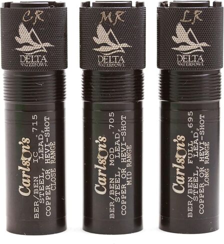 Carlsons Choke Tubes Delta Waterfowl,12 Gauge, Compatible for Beretta Benelli Mobil, 3 Pack, Close, Mid & Long Range, Blued Steel, Made in USA in Saudi Arabia