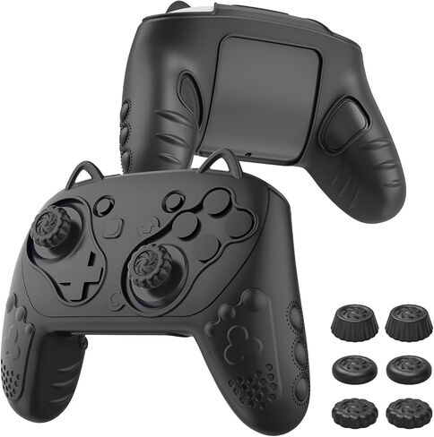 مجموعة حافظة وحدة تحكم من السيليكون متوافقة مع نينتندو سويتش 2 برو، وملحقات لوحة الألعاب - غطاء حماية ناعم مع 6 مقابض إبهام، مقاوم للصدمات وتصميم مريح للقبضة (برتقالي) in Kuwait