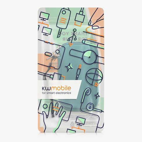 جراب هاتف kwmobile مصنوع من النيوبرين مقاس S - 4.5 بوصة - حقيبة هاتف محمول عالمية مع سحاب، حزام معصم - بترولي in Saudi Arabia