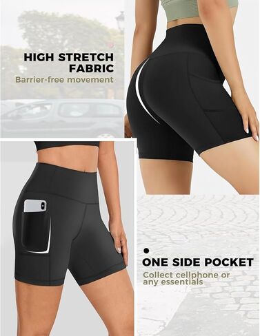 2 Pack Womens Biker Shorts with Pocket High Waisted Yoga Shorts in Saudi Arabia