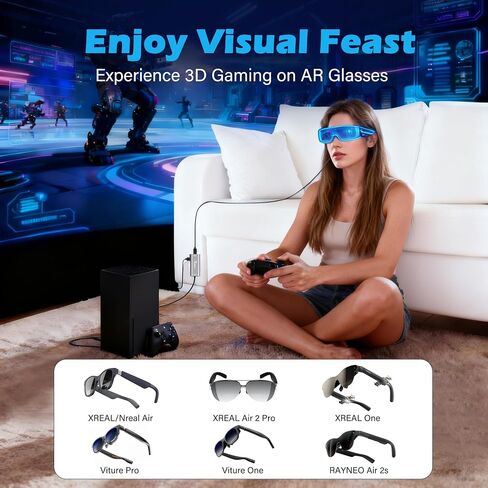 HDMI Male to USB C Female Adapter 4K@60Hz for AR Glasses, Unidirectional HDMI Source to Type C Display with Charging Port for Portable Monitor from PS5/4,Xbox,Switch, PC, Steam, Power Cable Included in Saudi Arabia