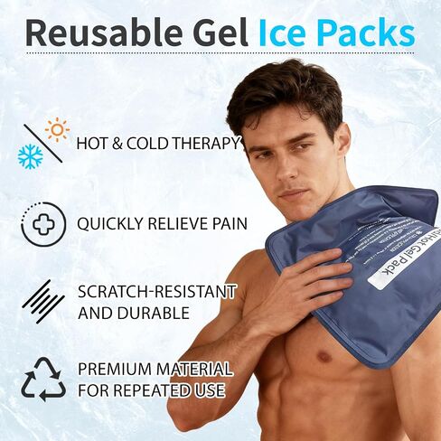 Hot & Cold Gel Packs for Pain Relief 8PCS Reusable Blue Cold Pack Ice Packs with Cloth Backing for Swelling, Bruises, Injuries, Surgery, Toothache (8 Pack) in Saudi Arabia
