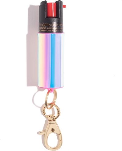 BLINGSTING Pepper Spray for Women - Maximum Strength OC Self Defense Spray - 12 ft Range - UV Marking Dye for Police ID - Swipe Safety Lock, Compact & Fashionable Keychain - Holographic in Kuwait