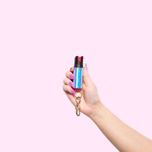 BLINGSTING Pepper Spray for Women - Maximum Strength OC Self Defense Spray - 12 ft Range - UV Marking Dye for Police ID - Swipe Safety Lock, Compact & Fashionable Keychain - Holographic in Kuwait