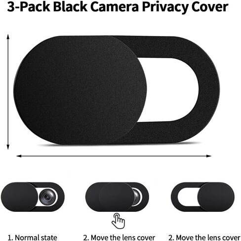 Webcam Cover 3 Pack, Ultra Thin Slide Camera Cover for Laptop Computer, Privacy Protection - Black in Saudi Arabia