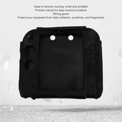Soft Silicone Skin Case with Top and Bottom Screen Protectors for Controller, Scratch Resistant Protective Cover for 2DS (Black) in Saudi Arabia