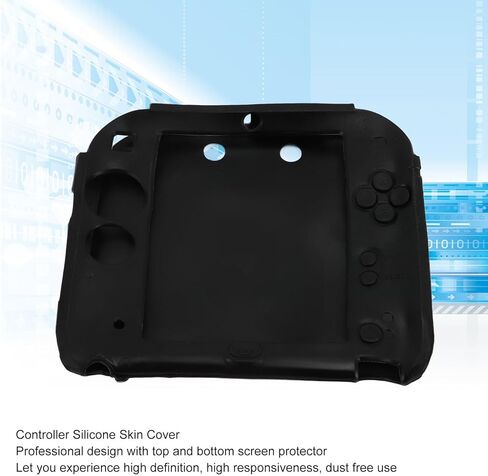 Soft Silicone Skin Case with Top and Bottom Screen Protectors for Controller, Scratch Resistant Protective Cover for 2DS (Black) in Saudi Arabia