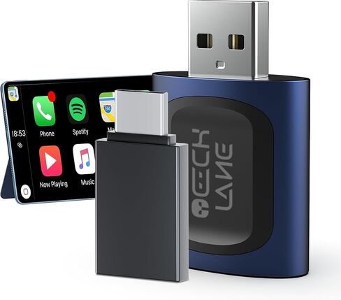 محول CarPlay اللاسلكي، 2 في 1 سلكي إلى CarPlay اللاسلكي ومحول Android التلقائي، التوصيل والتشغيل، 5G WiFi/BT 5.0، يدعم iPhone iOS 10+ وAndroid 11+، التحكم الصوتي والاتصال السريع in Kuwait
