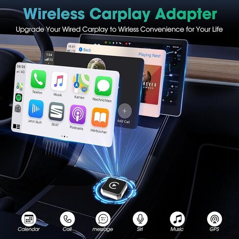 محول CarPlay اللاسلكي لأجهزة Apple iPhone وAndroid[ترقية 2025] تصميم USB صغير 2 في 1، اتصال سريع ومستقر محول Carplay اللاسلكي لنظام iOS 10+، إصدار Android 11+ in Kuwait