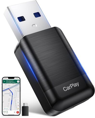 Wireless CarPlay Adapter for Apple iPhone, 2025 Convert Wired to Car Play Wireless, Plug & Play, Auto-Connect, Ultra Mini Car Play Adapter with USB A/C, No Latency for iPhone iOS 10+(2017+ Vehicles) in Saudi Arabia