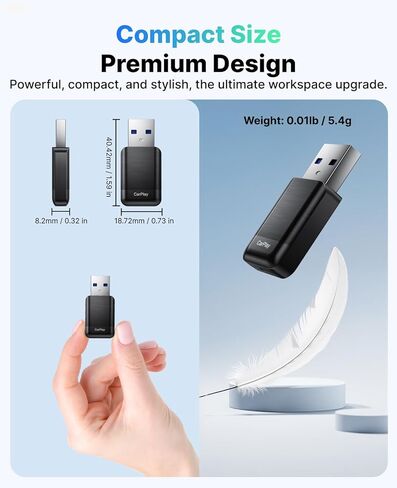 Wireless CarPlay Adapter for Apple iPhone, 2025 Convert Wired to Car Play Wireless, Plug & Play, Auto-Connect, Ultra Mini Car Play Adapter with USB A/C, No Latency for iPhone iOS 10+(2017+ Vehicles) in Saudi Arabia