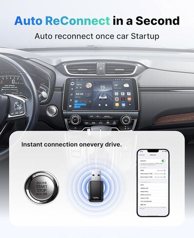 Wireless CarPlay Adapter for Apple iPhone, 2025 Convert Wired to Car Play Wireless, Plug & Play, Auto-Connect, Ultra Mini Car Play Adapter with USB A/C, No Latency for iPhone iOS 10+(2017+ Vehicles) in Saudi Arabia