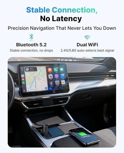 Wireless CarPlay Adapter for Apple iPhone, 2025 Convert Wired to Car Play Wireless, Plug & Play, Auto-Connect, Ultra Mini Car Play Adapter with USB A/C, No Latency for iPhone iOS 10+(2017+ Vehicles) in Saudi Arabia