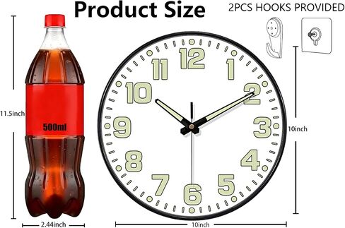 Glow in The Dark Wall Clock, 8" Silent Non-Ticking Wall Clocks Battery Operated, Large Easy Read Numbers Tempered Glass Night Light Analog Clock for Bedroom Living Room Kitchen Office, White in Saudi Arabia