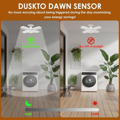YWD LED Garage Light Motion Sensor, E26/E27 Screw-in Fixed Frequency Radar Led, Ceiling Mount LED Motion Activated Light for Garage/Shop/Porch - 60W 6000LM 6500K in Saudi Arabia