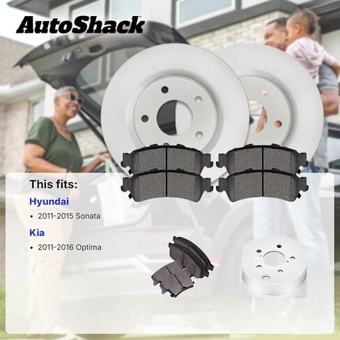 Autoshack Front Brake Kit Replace لعام 2011-2015 Hyundai Sonata 2011-2016 Kia Optima 2.0L 2.4L FWD DISCRING BRAKE ROTORS مع منصات الفرامل السيرامية 11.8 "(300.0 مم) SCD144444429 in Saudi Arabia