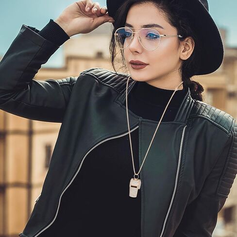 2 قطعة من قلادة صافرة حجر الراين اللامعة صفارة كريستال معدنية ذهبية مع حبل سلسلة جلود صفارات صوت واضحة وعالية للمدرب والحكم والمعلم وهدية المدرب الرياضي in Kuwait