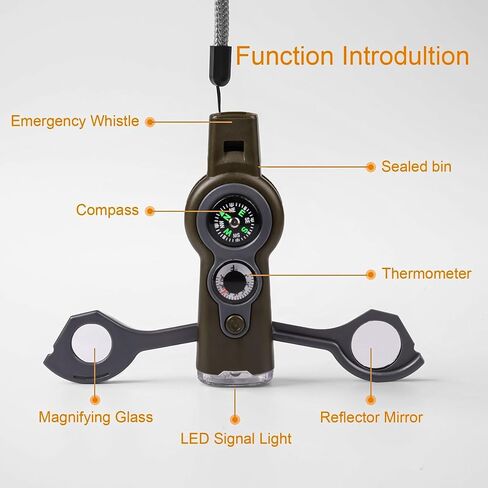 Emergency Survival Function Whistle, Outdoor Multifunctional Tool Safety Whistle with Lanyard, Ideal for Kayaking, Boating, Hiking, Camping, Climbing, Hunting, Fishing, Rescue Signaling in Saudi Arabia