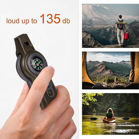 Emergency Survival Function Whistle, Outdoor Multifunctional Tool Safety Whistle with Lanyard, Ideal for Kayaking, Boating, Hiking, Camping, Climbing, Hunting, Fishing, Rescue Signaling in Saudi Arabia