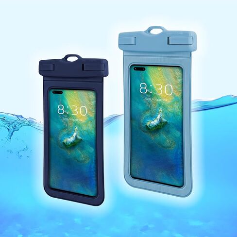 2 Pieces Universal Waterproof Phone Pouch - Dry Bag Case for iPhone 16, 15, 14, 13,12, 11 Pro Max, XS Plus Up to 7.0", Beach & Vacation Essentials, Black+Blue (Blue+Black) in Saudi Arabia