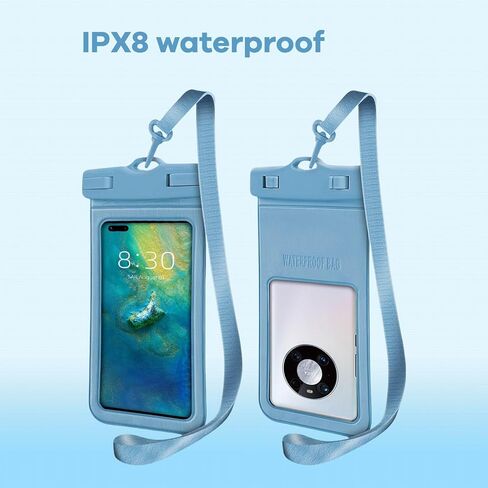2 Pieces Universal Waterproof Phone Pouch - Dry Bag Case for iPhone 16, 15, 14, 13,12, 11 Pro Max, XS Plus Up to 7.0", Beach & Vacation Essentials, Black+Blue (Blue+Black) in Saudi Arabia