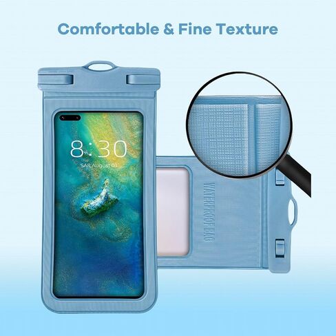 2 Pieces Universal Waterproof Phone Pouch - Dry Bag Case for iPhone 16, 15, 14, 13,12, 11 Pro Max, XS Plus Up to 7.0", Beach & Vacation Essentials, Black+Blue (Blue+Black) in Saudi Arabia