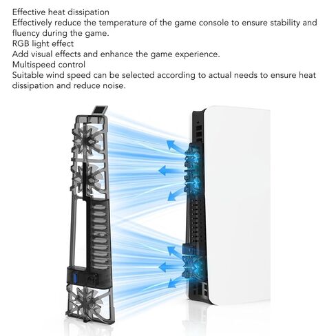 Cooling Fan for Slim Console, Game Console USB Cooling Fan with RGB Light, 3 Adjustable Fans, Quiet Cooling System for Slim in Saudi Arabia