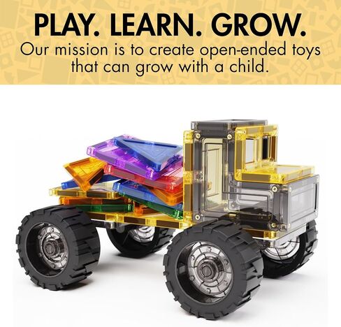 Lean & Grow Toys 110Pcs Magnetic Tiles Builders Pack Kids Magnetic Building Sets 3D Magnet Tile Building Blocks Construction Educational STEM Toys Gifts for Toddlers Boys Girls in Kuwait
