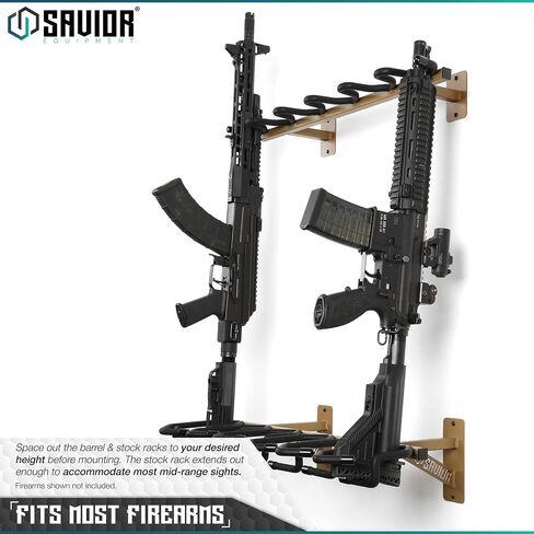 Savior Equipment Wall-Mount Rifle Rack Tactical Shotgun Carbine Firearm Free-Standing Gun Display Indoor Storage Rack - Heavy Duty Steel, 6-Slot Holds up to 150 Lbs in Saudi Arabia
