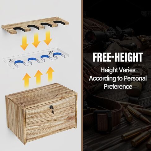Emfogo Gun Rack Wall Mount, Wooden Rifle Racks with Gun Rack for Wall, Gun Display Racks for Indoor Firearms Storage, Holds up to 4 Long Guns and 6 Handguns, Gifts for Husband, Dad in Saudi Arabia