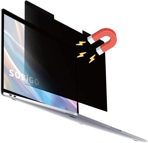 SOBiGO! Magnetic Anti-Blue Light Privacy Screen Protector for Laptop – Anti-Glare, Anti-Scratch, Privacy Filter – Nano Washable Adhesive Strip Design, Easy Installation for 14 Inch Laptop Privacy Screen-Filter for 16:9 Widescreen Display. in Saudi Arabia