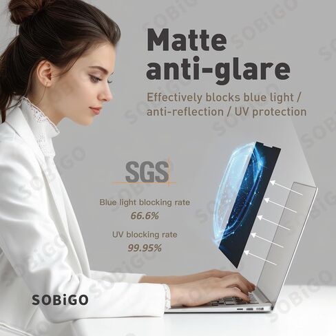 SOBiGO! Magnetic Anti-Blue Light Privacy Screen Protector for Laptop – Anti-Glare, Anti-Scratch, Privacy Filter – Nano Washable Adhesive Strip Design, Easy Installation for 14 Inch Laptop Privacy Screen-Filter for 16:9 Widescreen Display. in Saudi Arabia