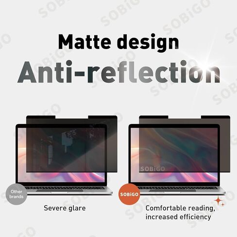 SOBiGO! Magnetic Anti-Blue Light Privacy Screen Protector for Laptop – Anti-Glare, Anti-Scratch, Privacy Filter – Nano Washable Adhesive Strip Design, Easy Installation for 14 Inch Laptop Privacy Screen-Filter for 16:9 Widescreen Display. in Saudi Arabia