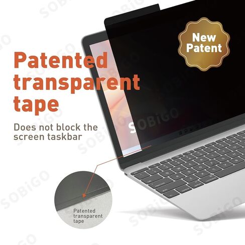 SOBiGO! Magnetic Anti-Blue Light Privacy Screen Protector for Laptop – Anti-Glare, Anti-Scratch, Privacy Filter – Nano Washable Adhesive Strip Design, Easy Installation for 14 Inch Laptop Privacy Screen-Filter for 16:9 Widescreen Display. in Saudi Arabia