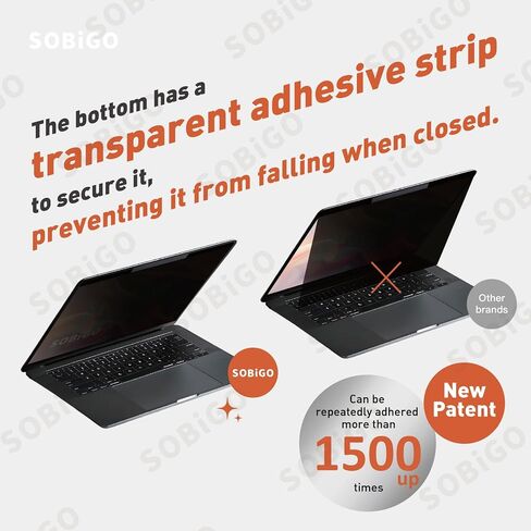 SOBiGO! Magnetic Anti-Blue Light Privacy Screen Protector for Laptop – Anti-Glare, Anti-Scratch, Privacy Filter – Nano Washable Adhesive Strip Design, Easy Installation for 14 Inch Laptop Privacy Screen-Filter for 16:9 Widescreen Display. in Saudi Arabia