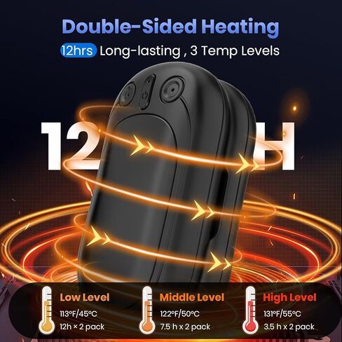 جهاز تدفئة اليد قابل لإعادة الشحن، جهاز تدفئة اليد المحمول SECHKISS 2-Pack 5000mAh قابل لإعادة الاستخدام، جهاز تدفئة الجيب الكهربائي 2 في 1 رائع للاستخدام في الهواء الطلق، والصيد، والجولف، والتخييم، وهدايا دافئة للنساء والرجال... in Kuwait