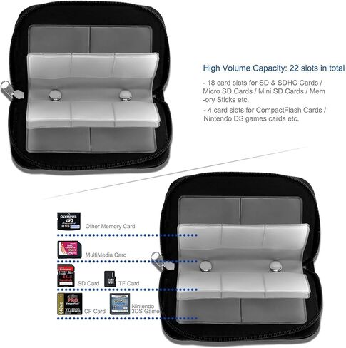 1 PC Memory Card Carrying Case - Suitable for Micro SD, Mini SD and 4X CF, Card Holder Bag Wallet for Media Storage Organization (Black) in Saudi Arabia