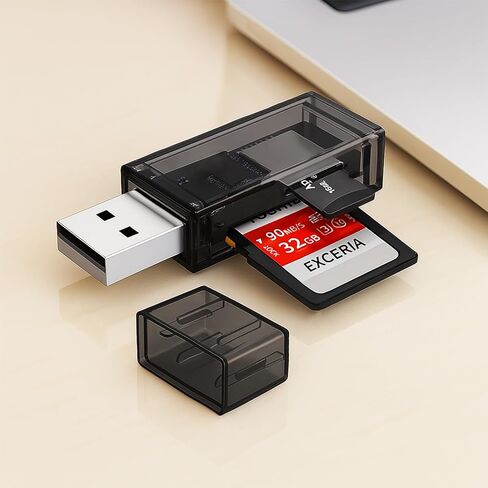 حافظات بطاقات الذاكرة USB-C إلى SD/TF - محول بطاقة الذاكرة بفتحة مزدوجة لأجهزة MacBook/Android/الكمبيوتر اللوحي (شفاف) in Saudi Arabia