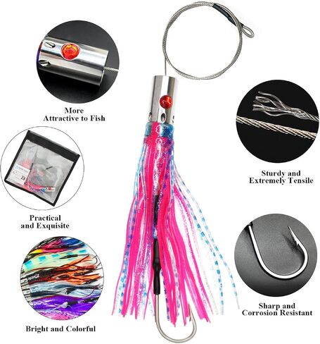 VIKETECH 10’’ 6oz Stainless Deep Sea Fishing Trolling Lure for Marlin Tuna Mahi Mahi Wahoo Sailfish Dolphin Saltwater Offshore Big Game Trolling Lures Included Mesh Bag in Saudi Arabia